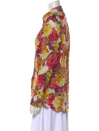 Dries Van Noten Floral Print Long Sleeve Button-Up Top
