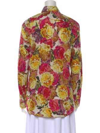 Dries Van Noten Floral Print Long Sleeve Button-Up Top