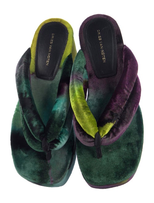 Dries Van Noten Velvet Printed Slides