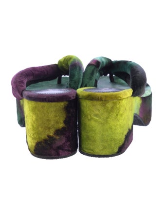 Dries Van Noten Velvet Printed Slides