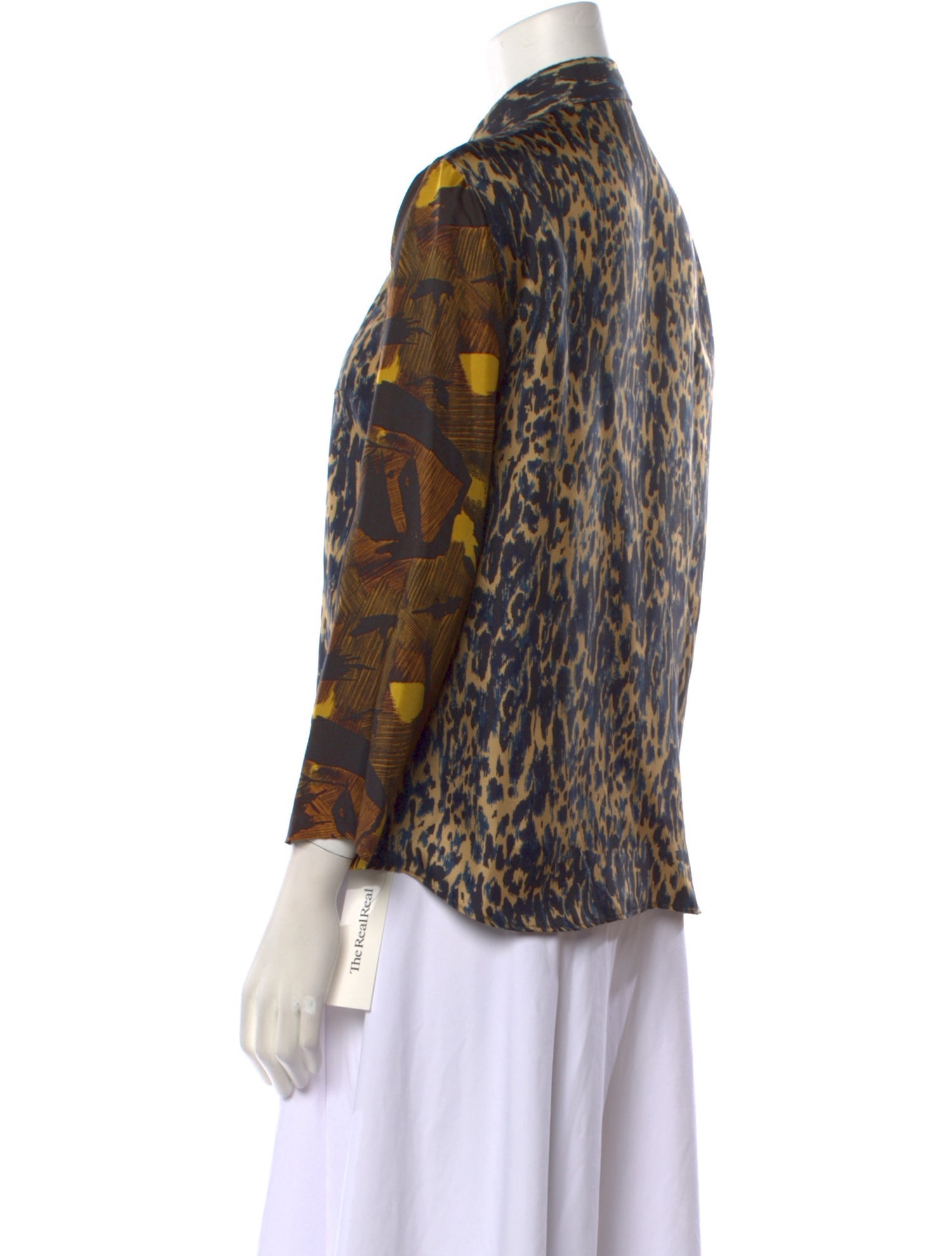 Dries Van Noten Silk Animal Print Button-Up Top