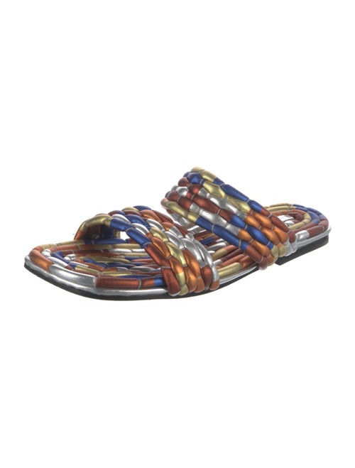 Dries Van Noten Leather Colorblock Pattern Slides