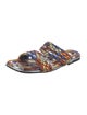 Dries Van Noten Leather Colorblock Pattern Slides