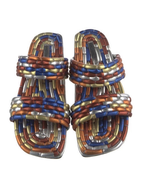 Dries Van Noten Leather Colorblock Pattern Slides