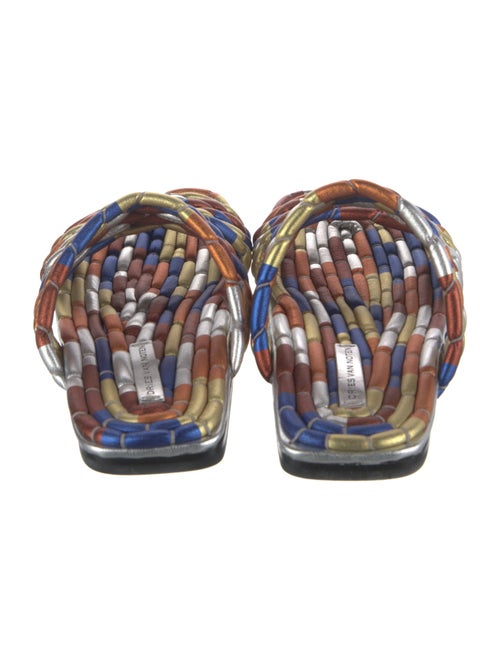 Dries Van Noten Leather Colorblock Pattern Slides