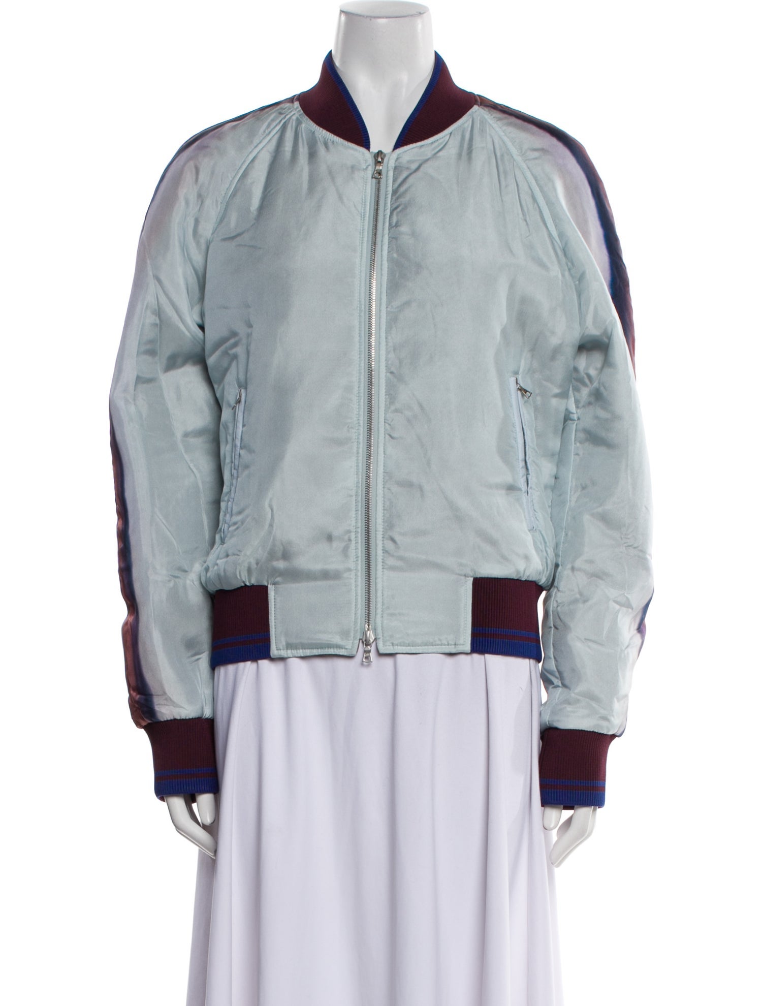 Dries Van Noten Silk Colorblock Pattern Bomber Jacket
