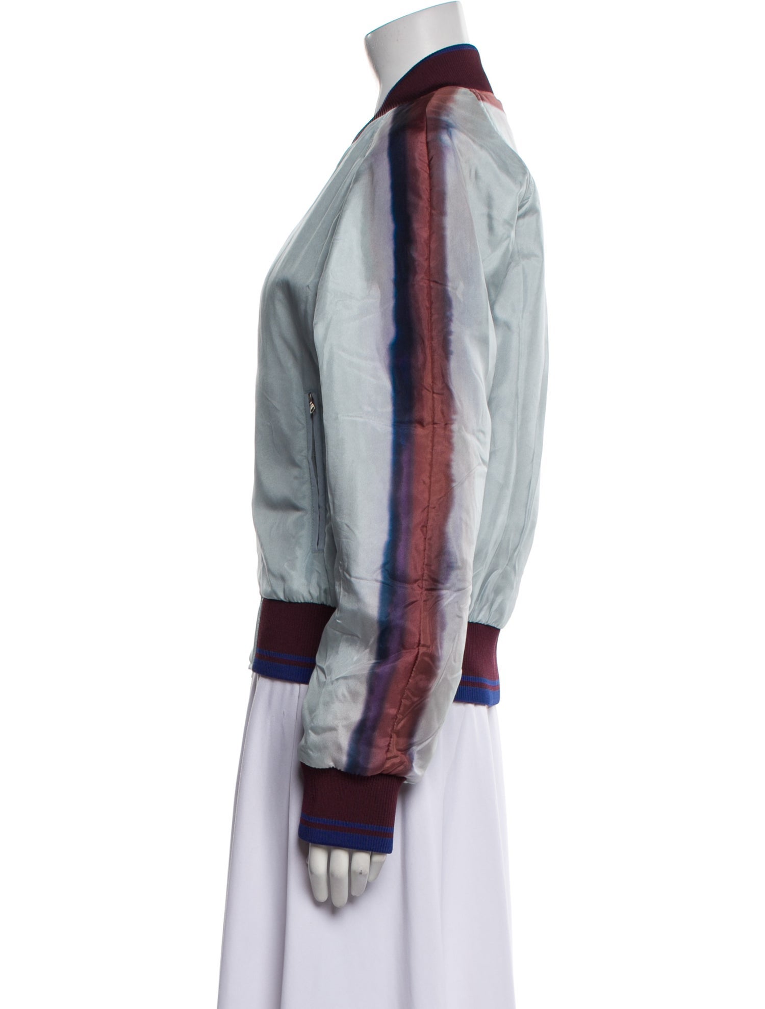 Dries Van Noten Silk Colorblock Pattern Bomber Jacket