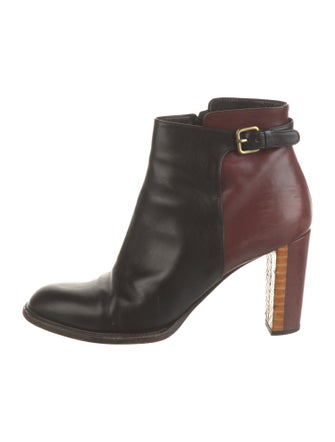 Dries Van Noten Leather Colorblock Pattern Boots