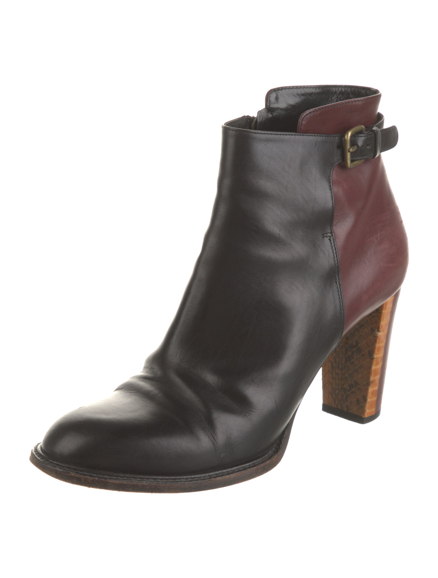 Dries Van Noten Leather Colorblock Pattern Boots