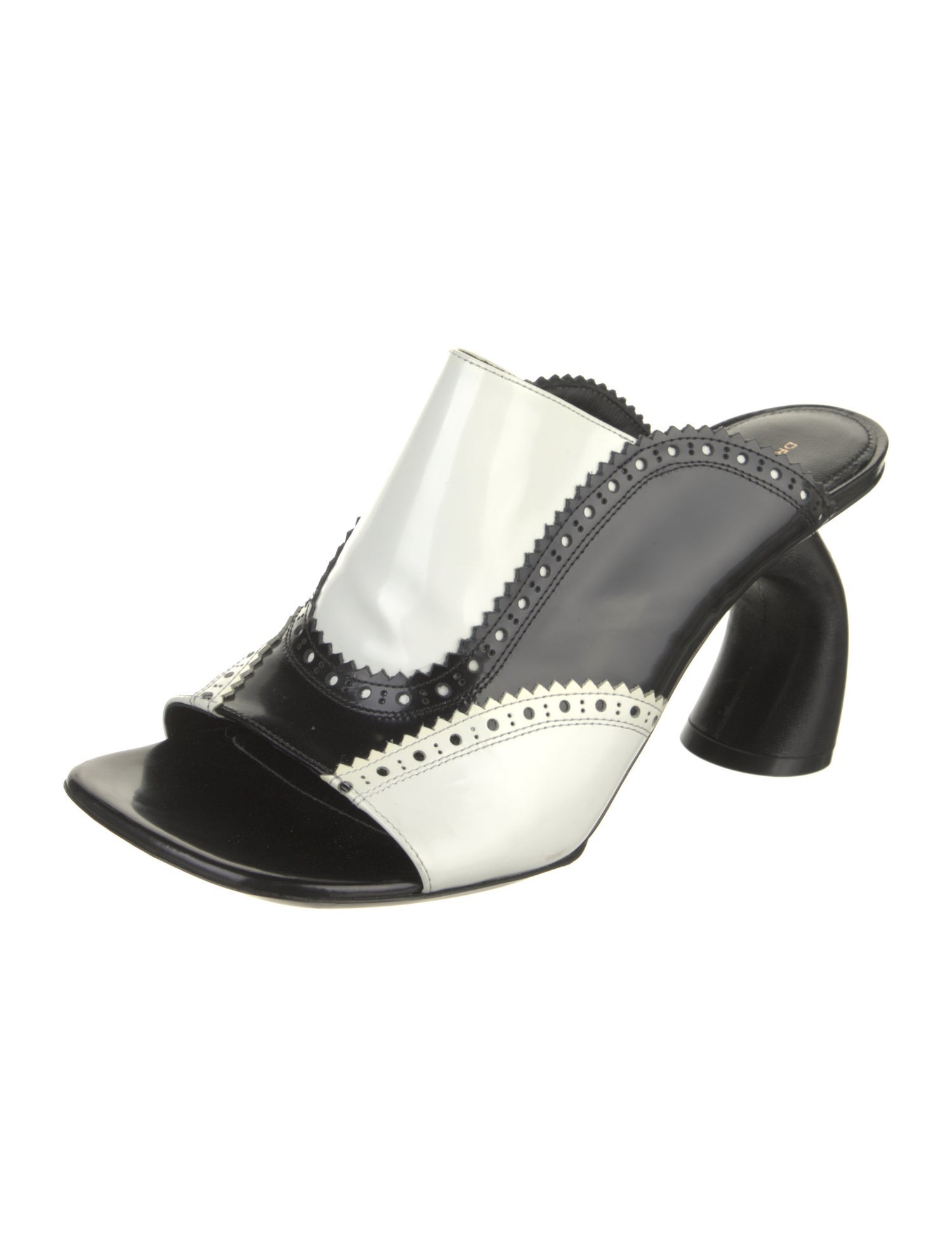 Dries Van Noten Leather Colorblock Pattern Slides