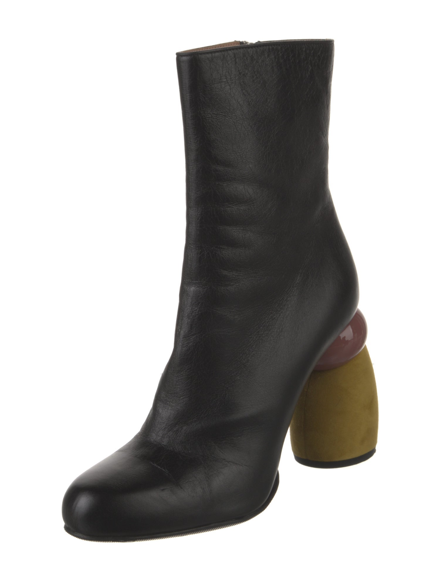 Dries Van Noten Leather Colorblock Pattern Boots