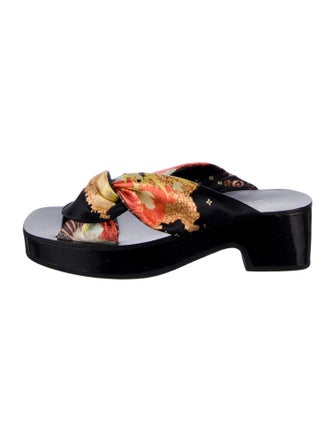 Dries Van Noten Silk Floral Print Slides