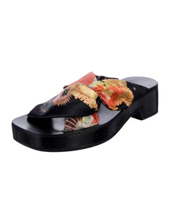 Dries Van Noten Silk Floral Print Slides