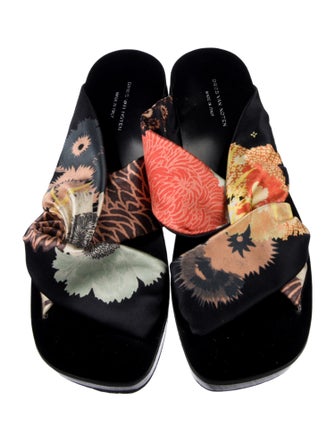 Dries Van Noten Silk Floral Print Slides