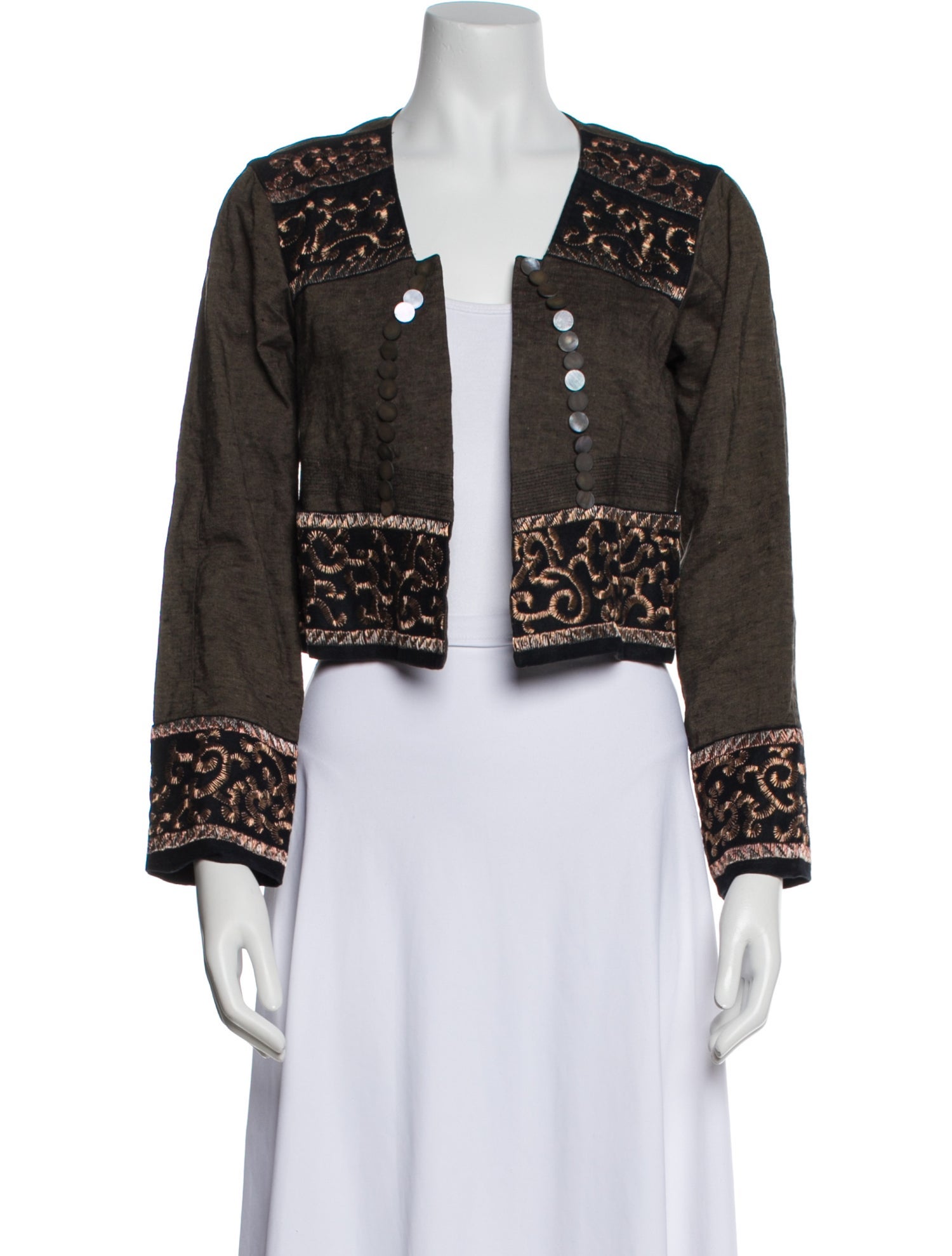 Dries Van Noten Linen Printed Evening Jacket