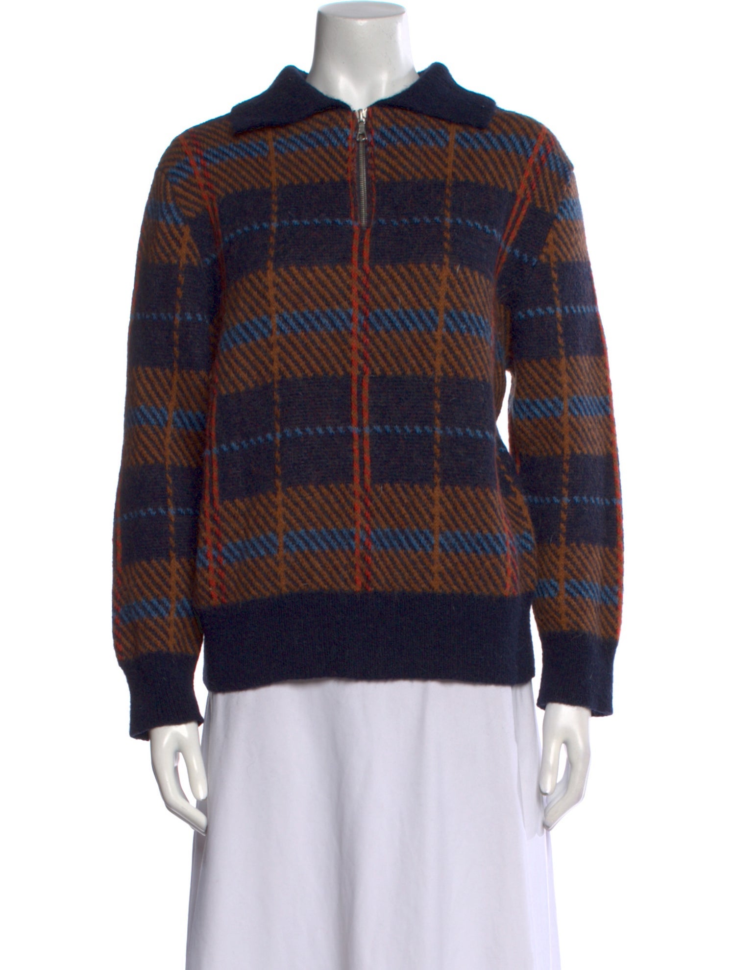 Dries Van Noten Alpaca Plaid Print Sweater