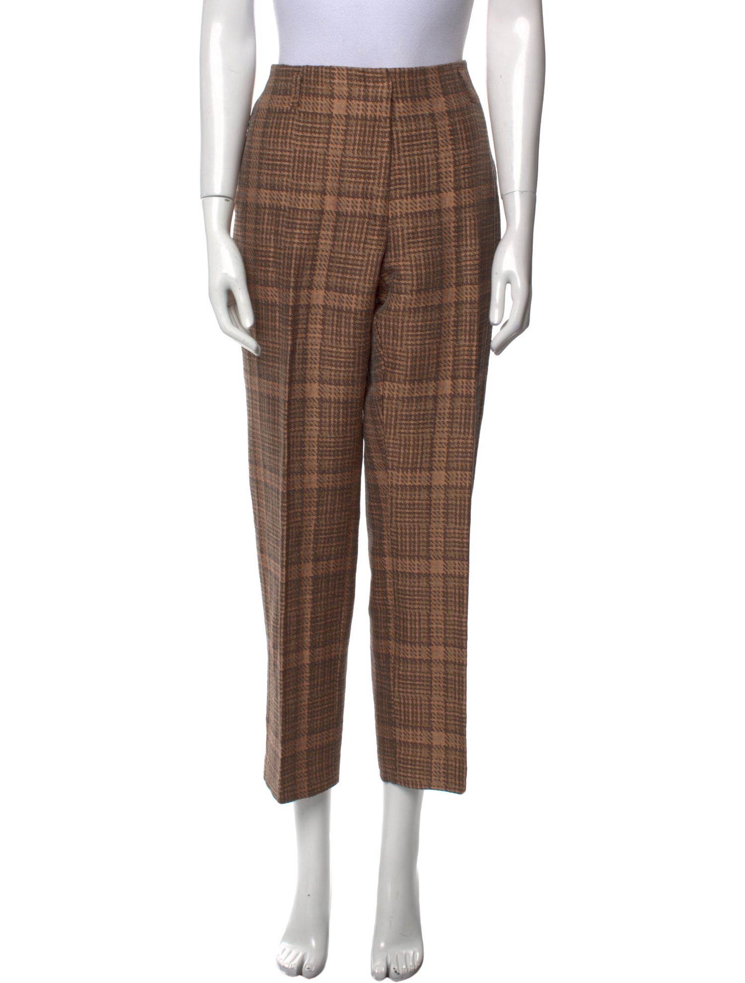 Dries Van Noten Plaid Print Wide Leg Pants