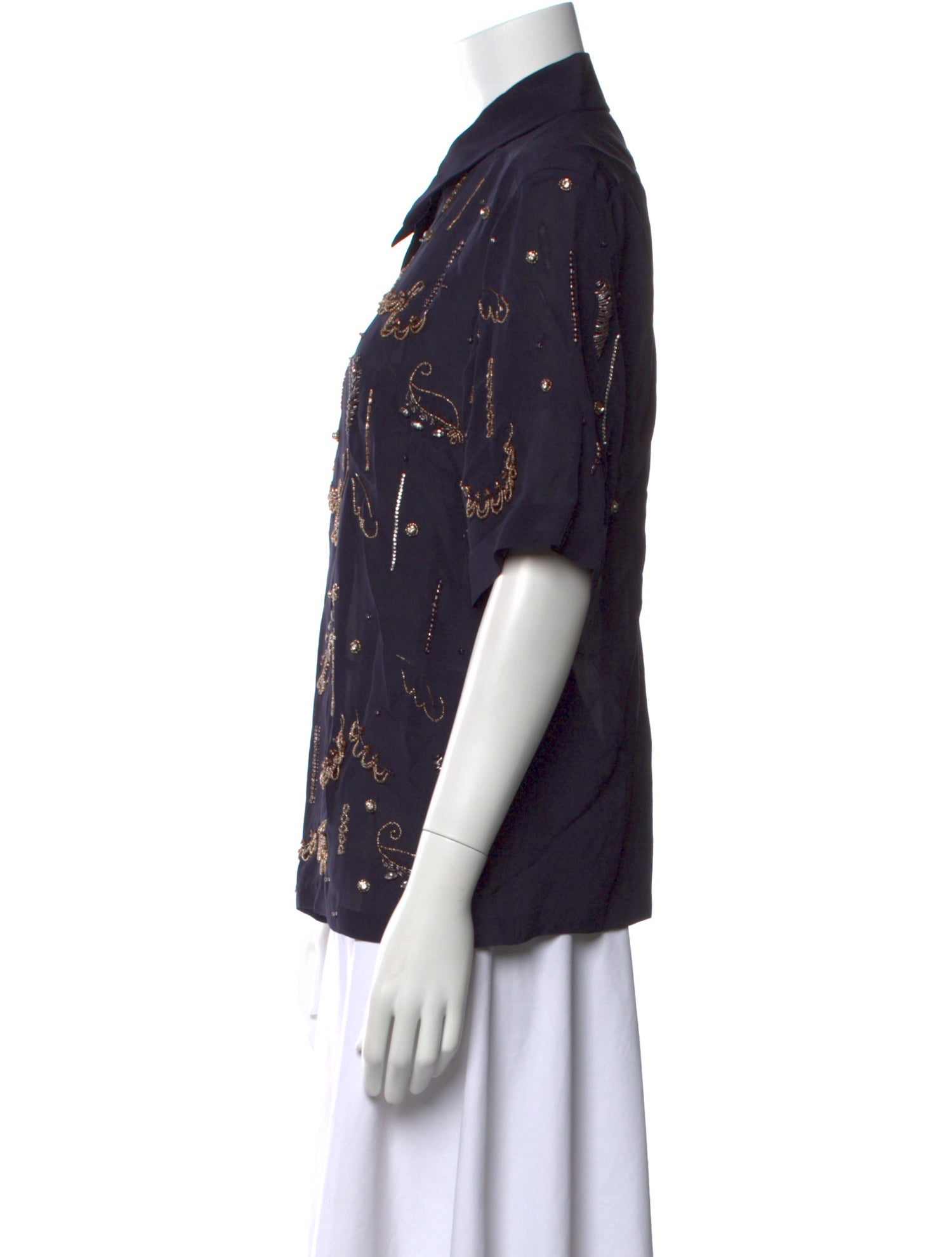 Dries Van Noten Printed Short Sleeve Button-Up Top