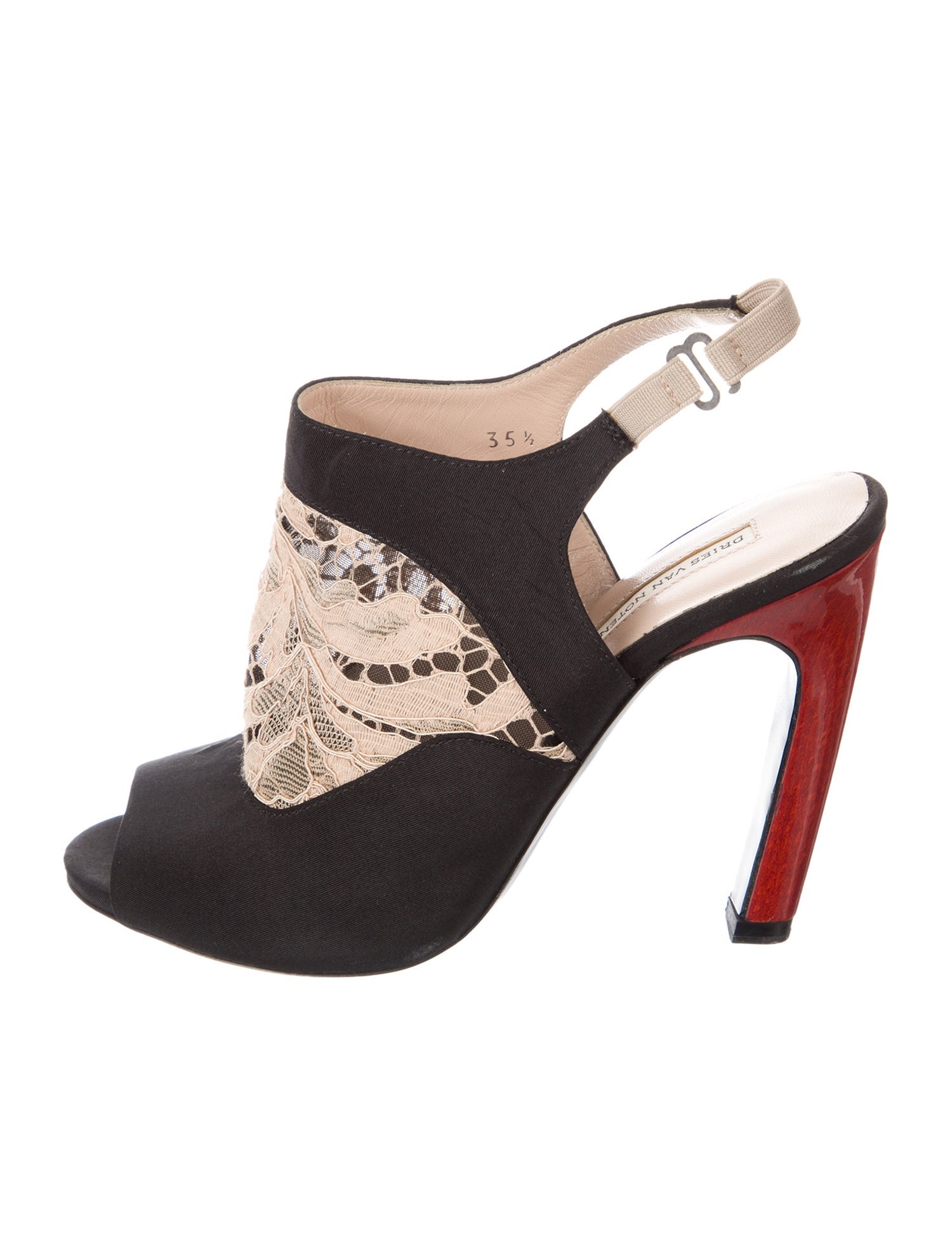 Dries Van Noten Lace Trim Embellishment Slingback Pumps