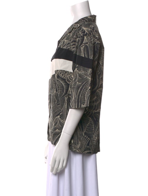 Dries Van Noten Printed Three-Quarter Sleeve Button-Up Top