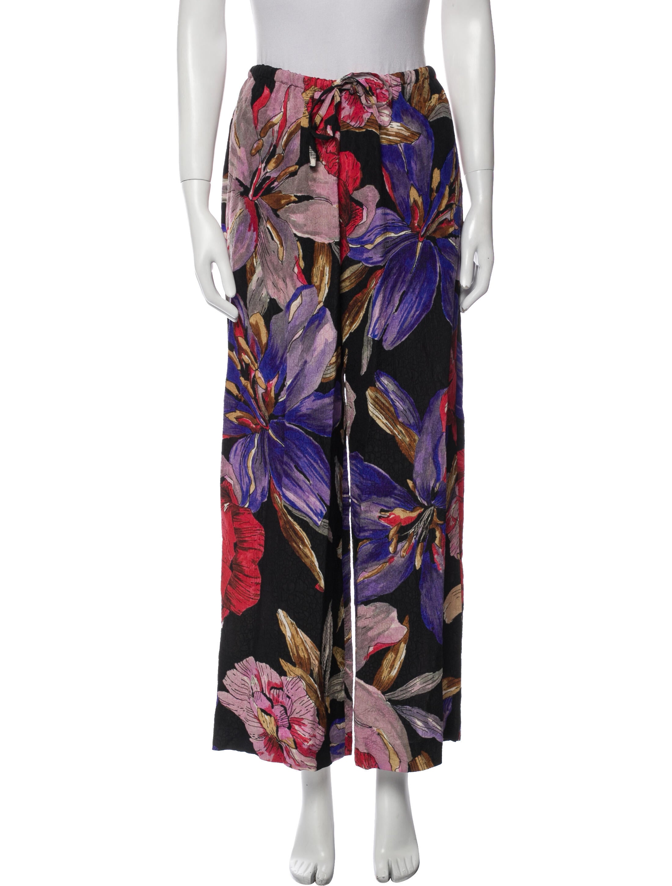 Dries Van Noten Floral Print Wide Leg Pants