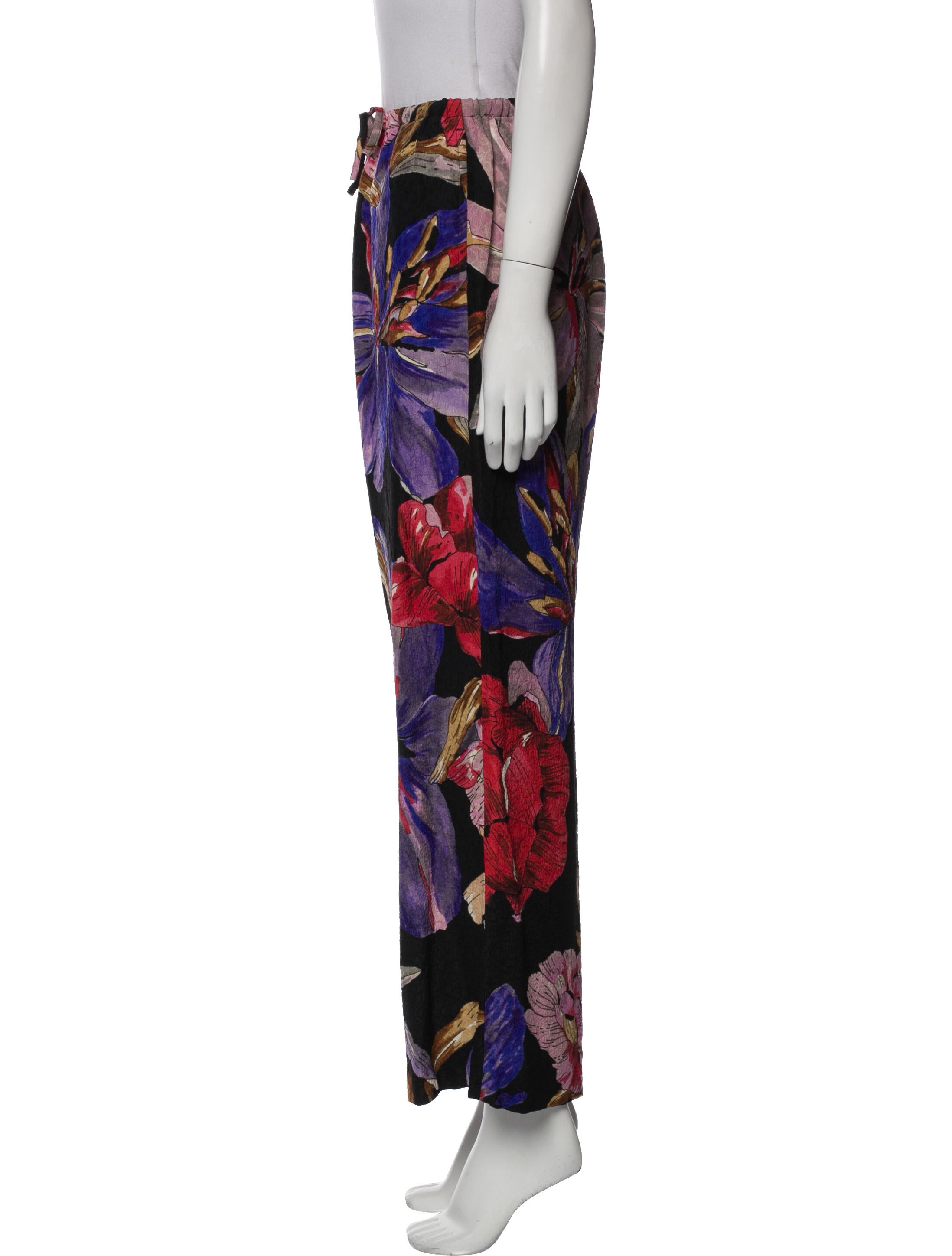 Dries Van Noten Floral Print Wide Leg Pants