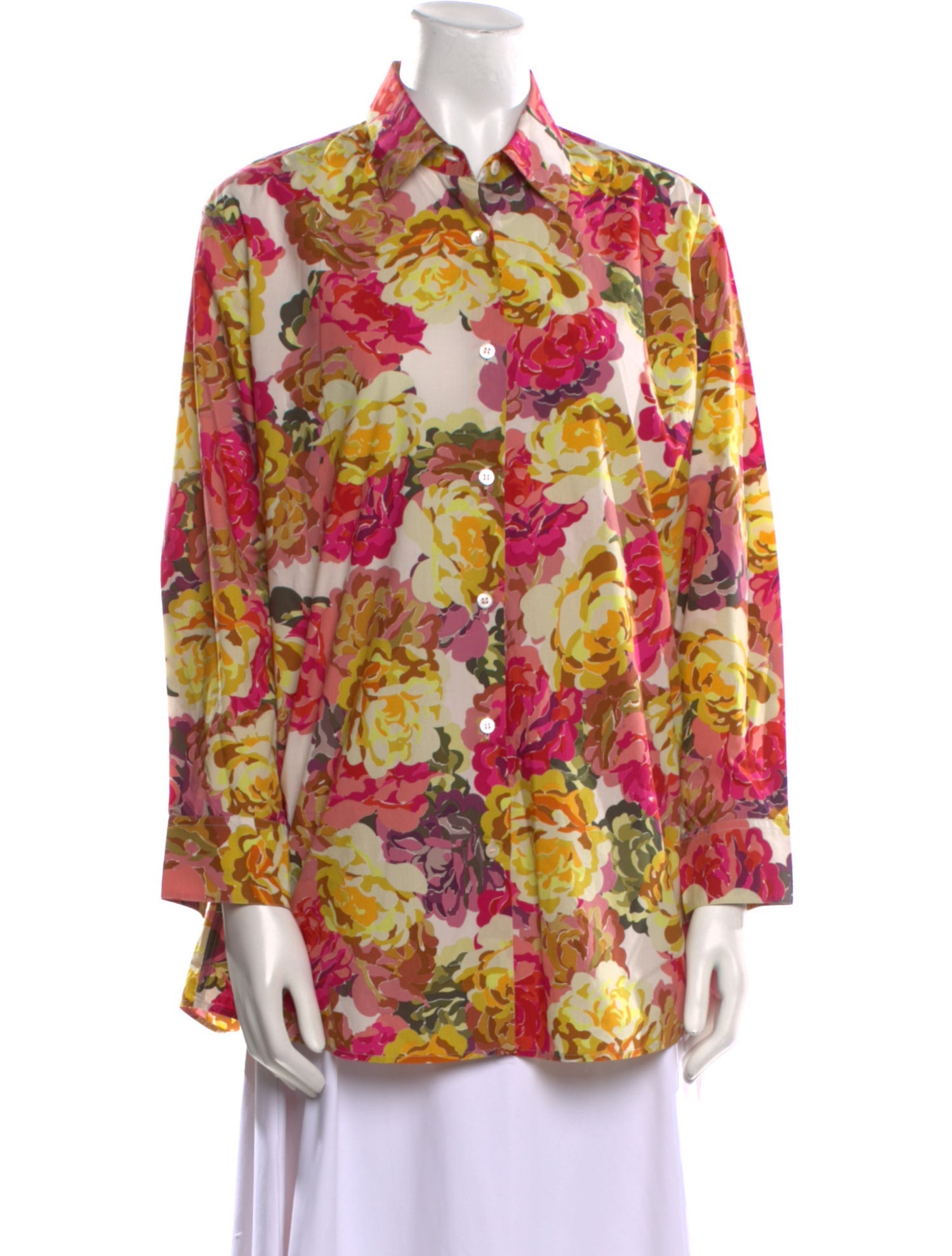 Dries Van Noten Floral Print Long Sleeve Button-Up Top