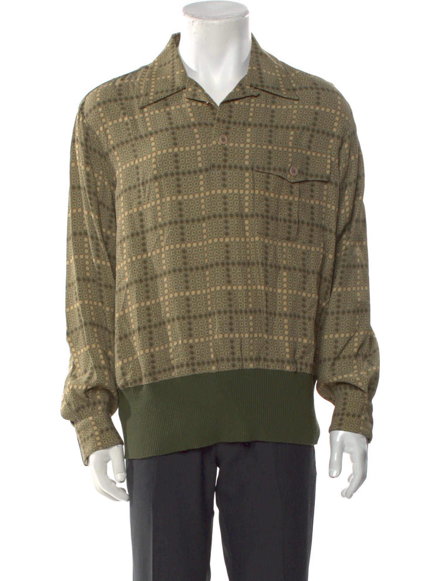 Dries Van Noten Plaid Print Collar Polo Shirt