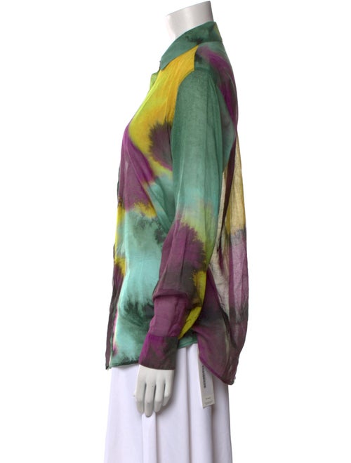 Dries Van Noten Printed Long Sleeve Button-Up Top