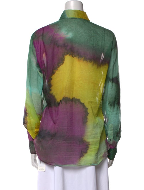 Dries Van Noten Printed Long Sleeve Button-Up Top