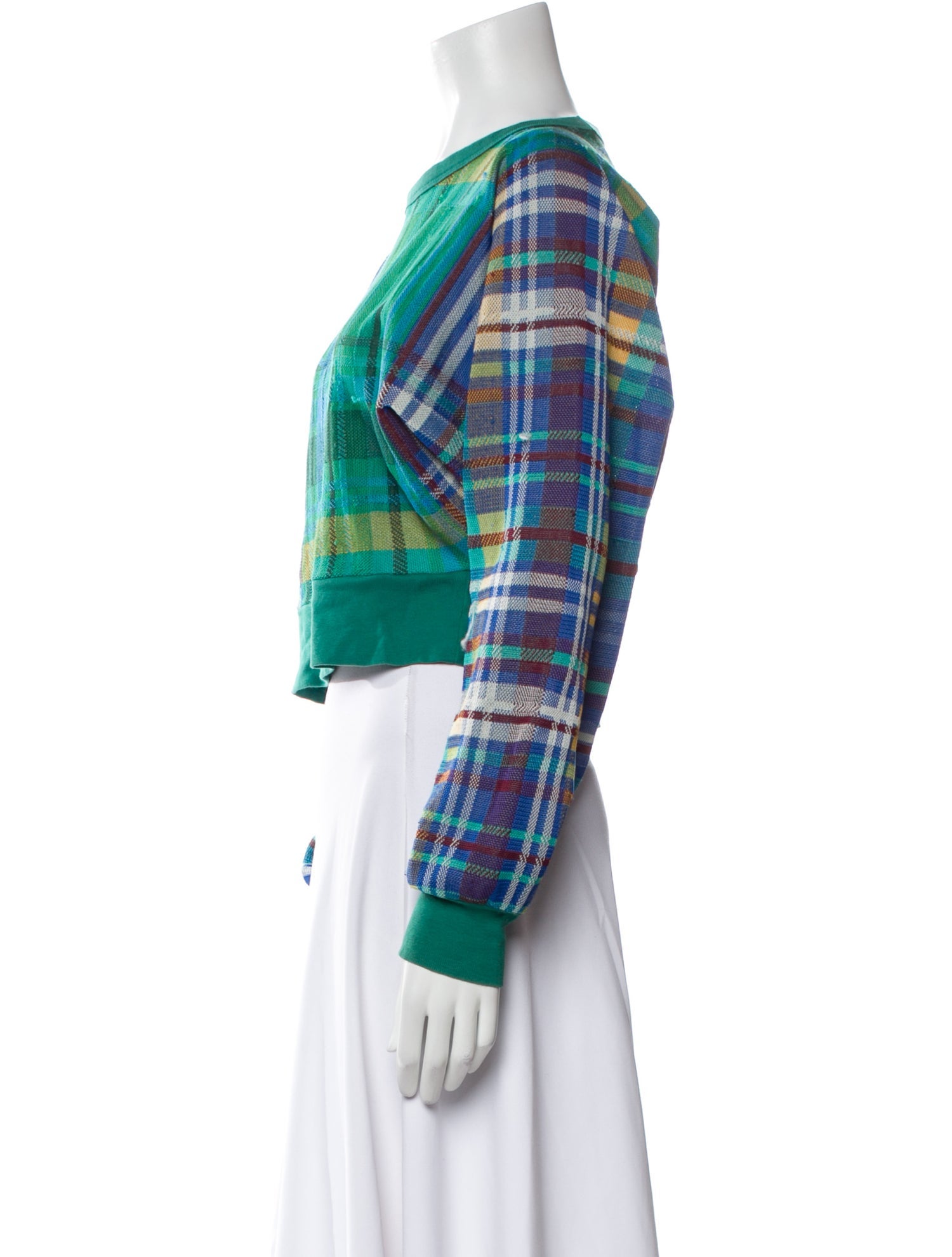 Dries Van Noten Plaid Print Scoop Neck Sweater