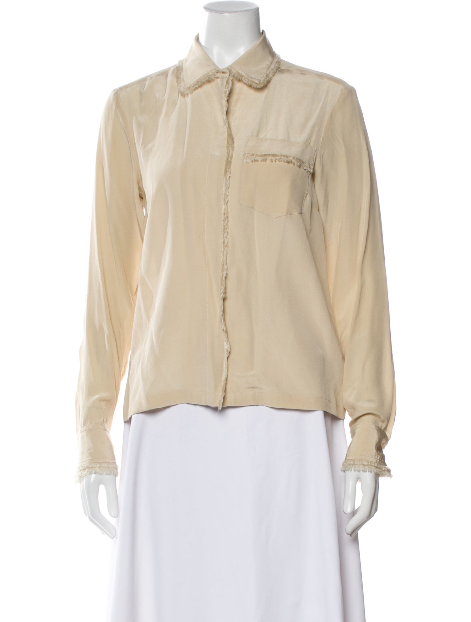 Dries Van Noten Silk Long Sleeve Button-Up Top