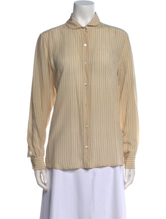 Dries Van Noten Silk Striped Button-Up Top