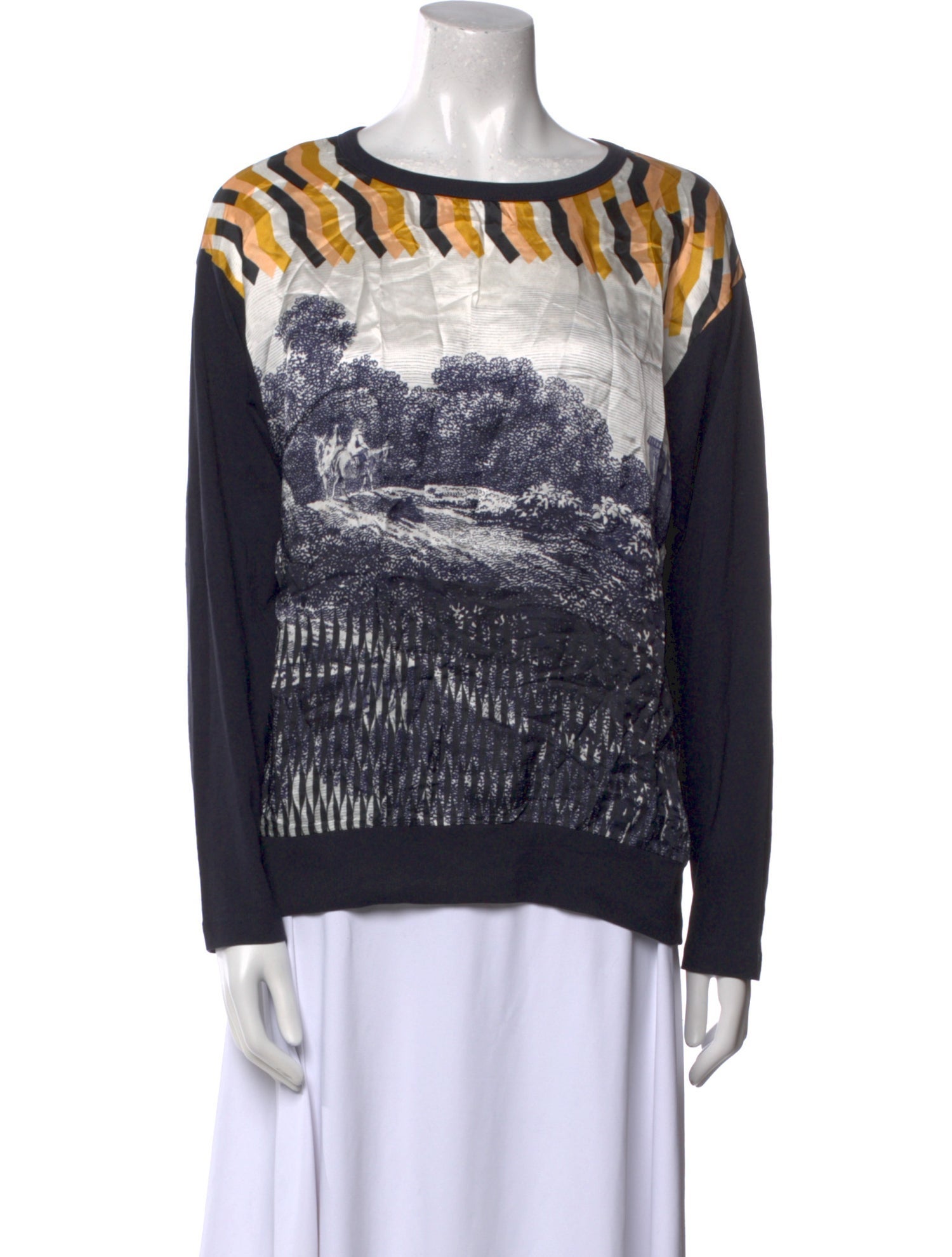 Dries Van Noten Printed Bateau Neckline Sweatshirt