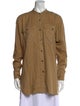 Dries Van Noten Mock Neck Long Sleeve Button-Up Top