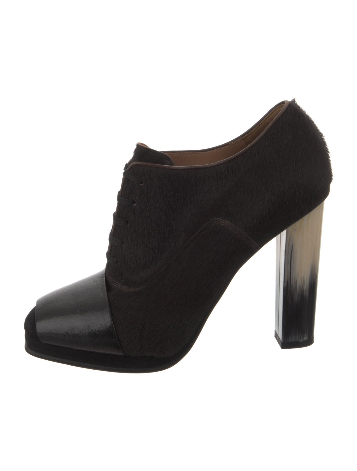 Dries Van Noten Ponyhair Leather Trim Embellishment Pumps