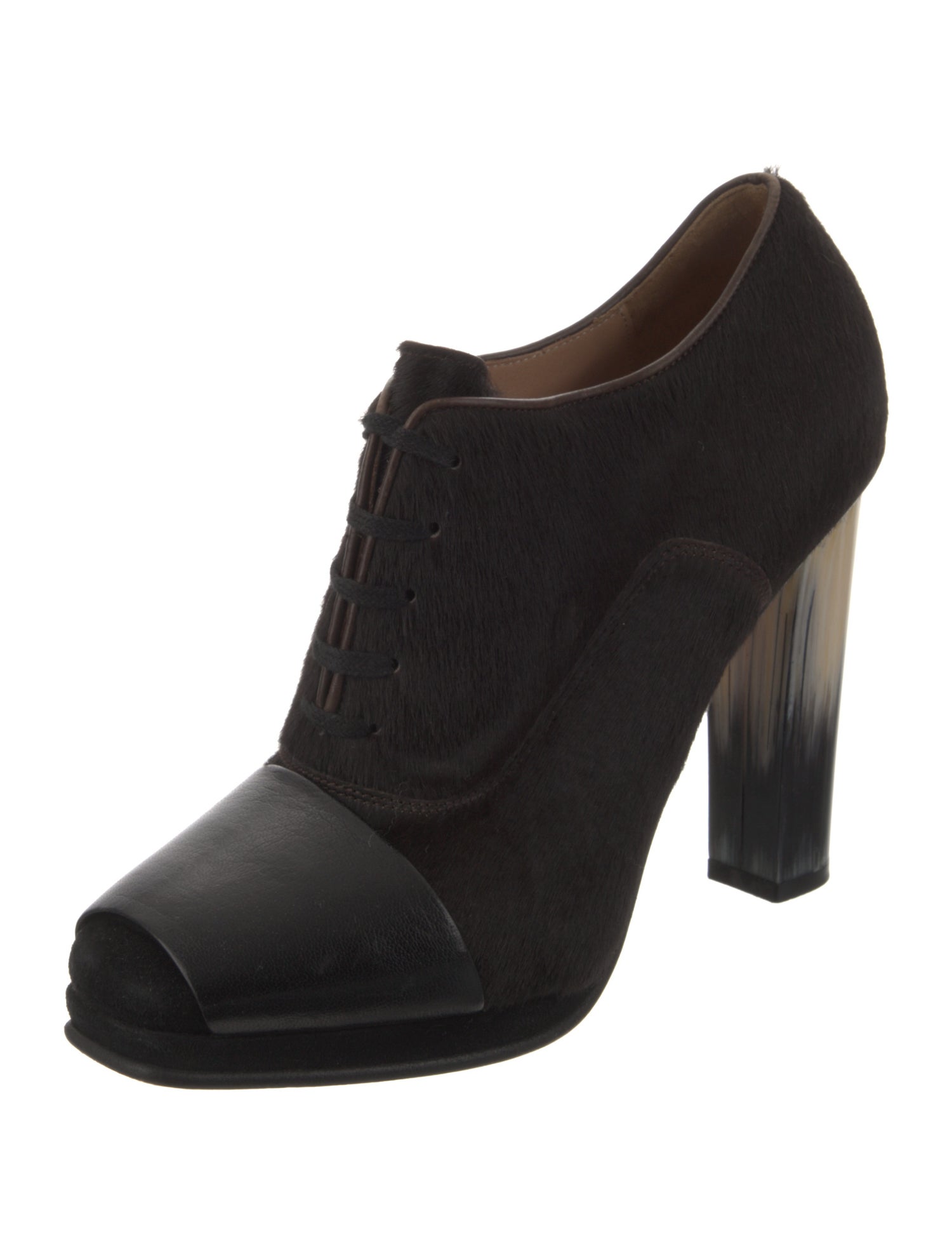 Dries Van Noten Ponyhair Leather Trim Embellishment Pumps