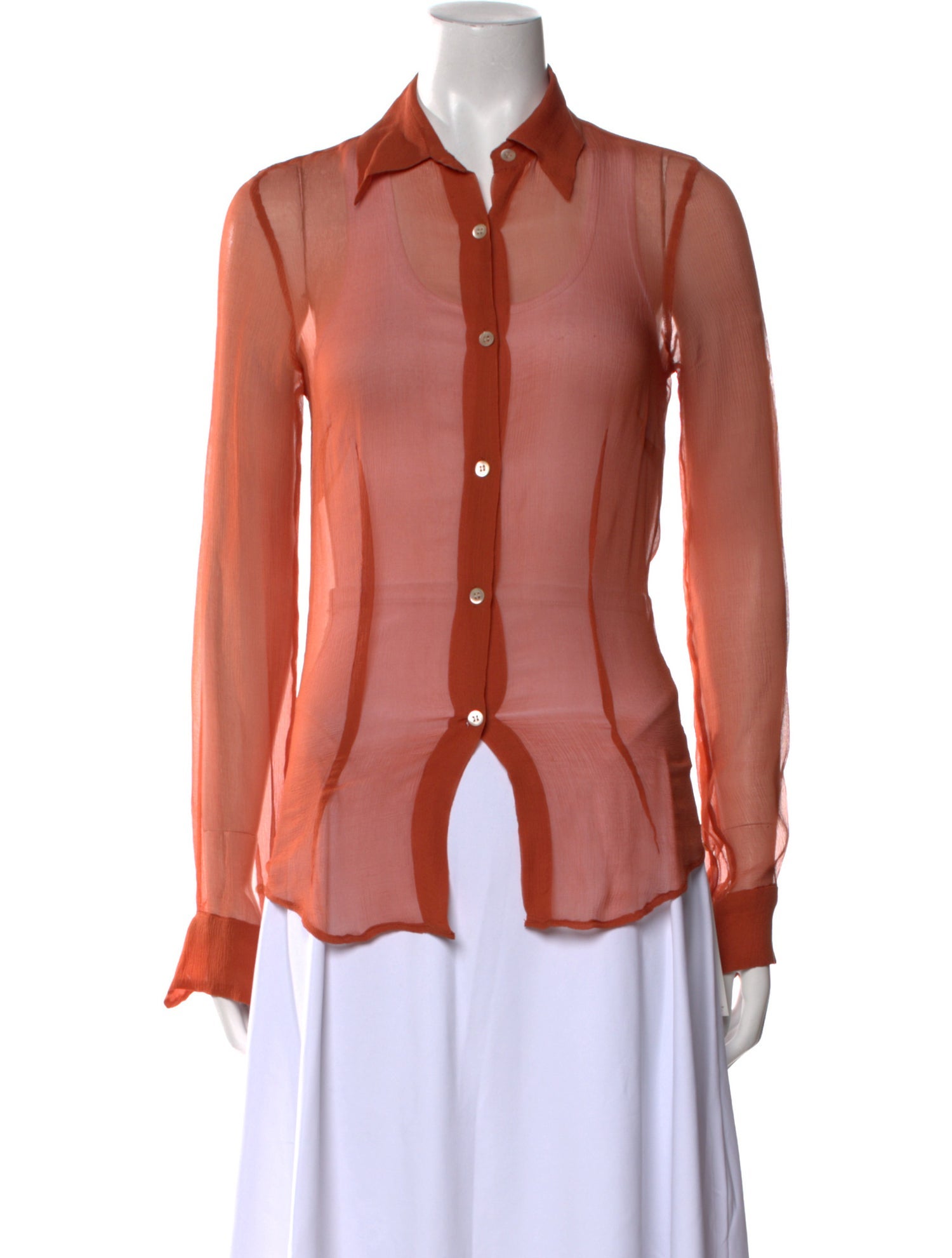 Dries Van Noten Silk Long Sleeve Button-Up Top