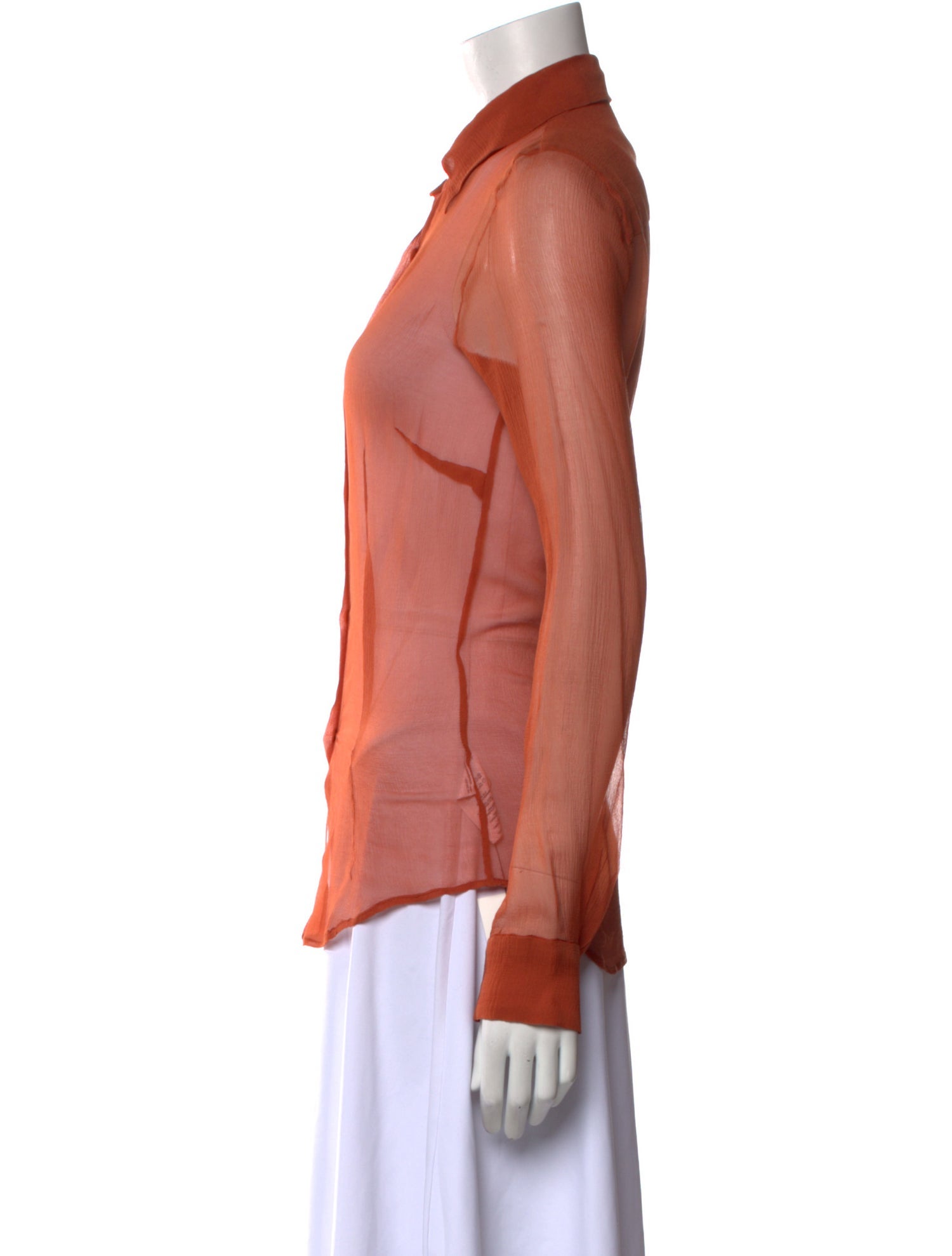 Dries Van Noten Silk Long Sleeve Button-Up Top