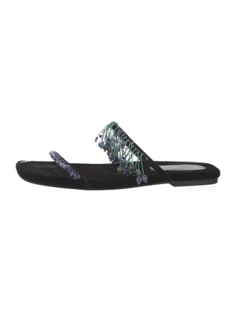 Dries Van Noten Velvet Beaded Accents Slides