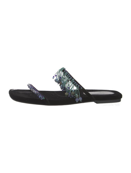 Dries Van Noten Velvet Beaded Accents Slides
