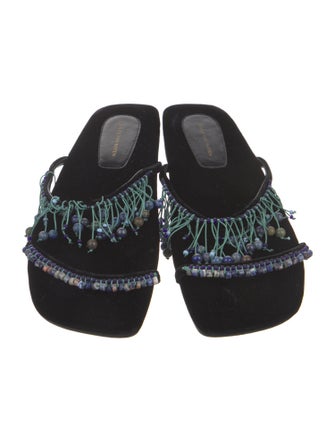 Dries Van Noten Velvet Beaded Accents Slides