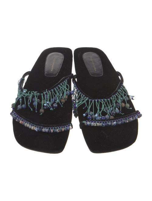 Dries Van Noten Velvet Beaded Accents Slides