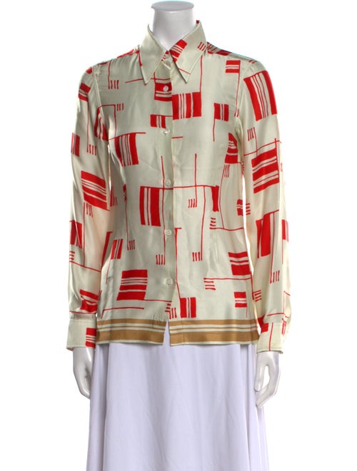 Dries Van Noten Printed Long Sleeve Button-Up Top