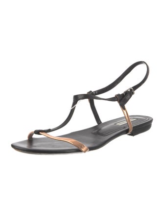 Dries Van Noten Leather T-Strap Sandals