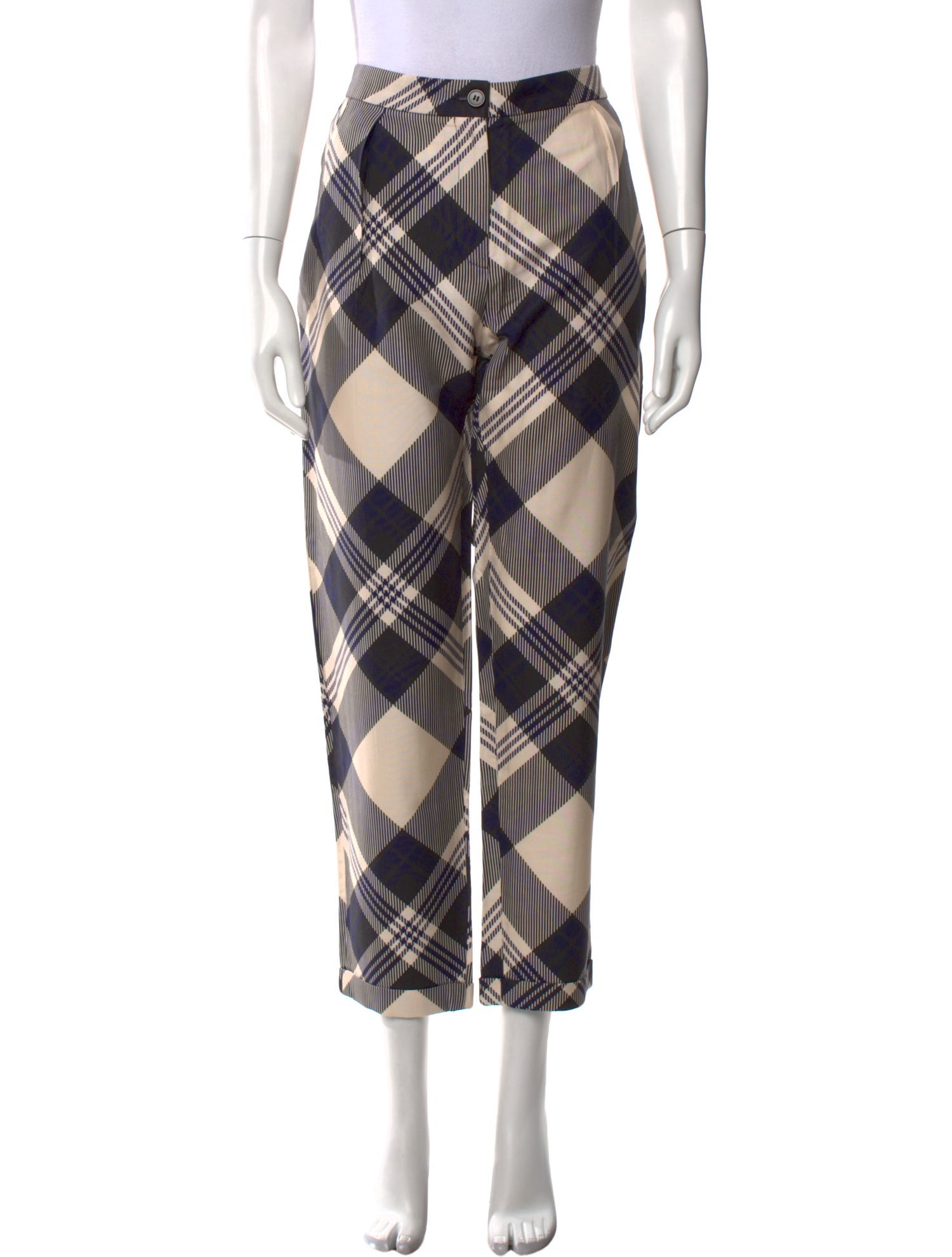 Dries Van Noten Plaid Print Straight Leg Pants