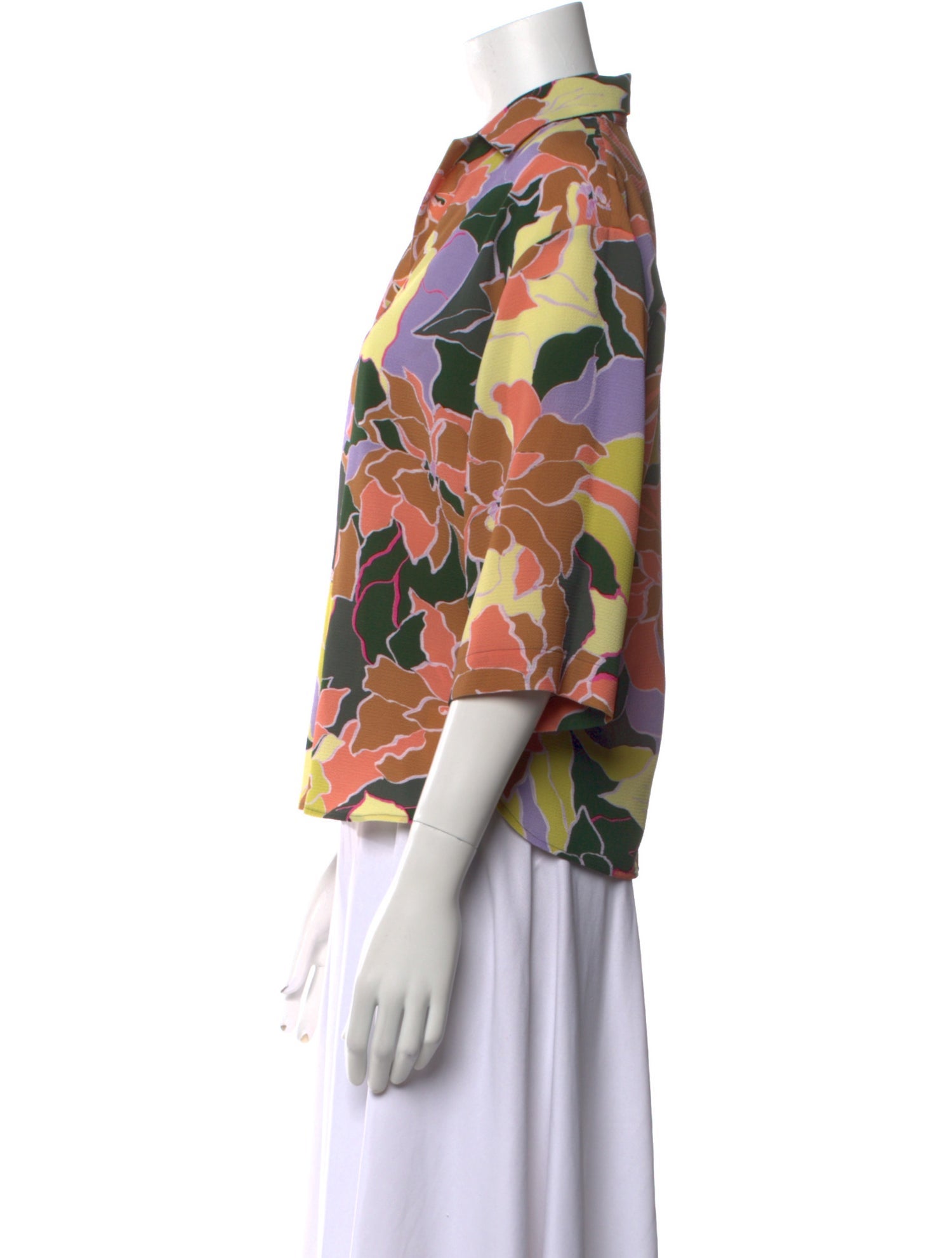 Dries Van Noten Floral Print Three-Quarter Sleeve Blouse