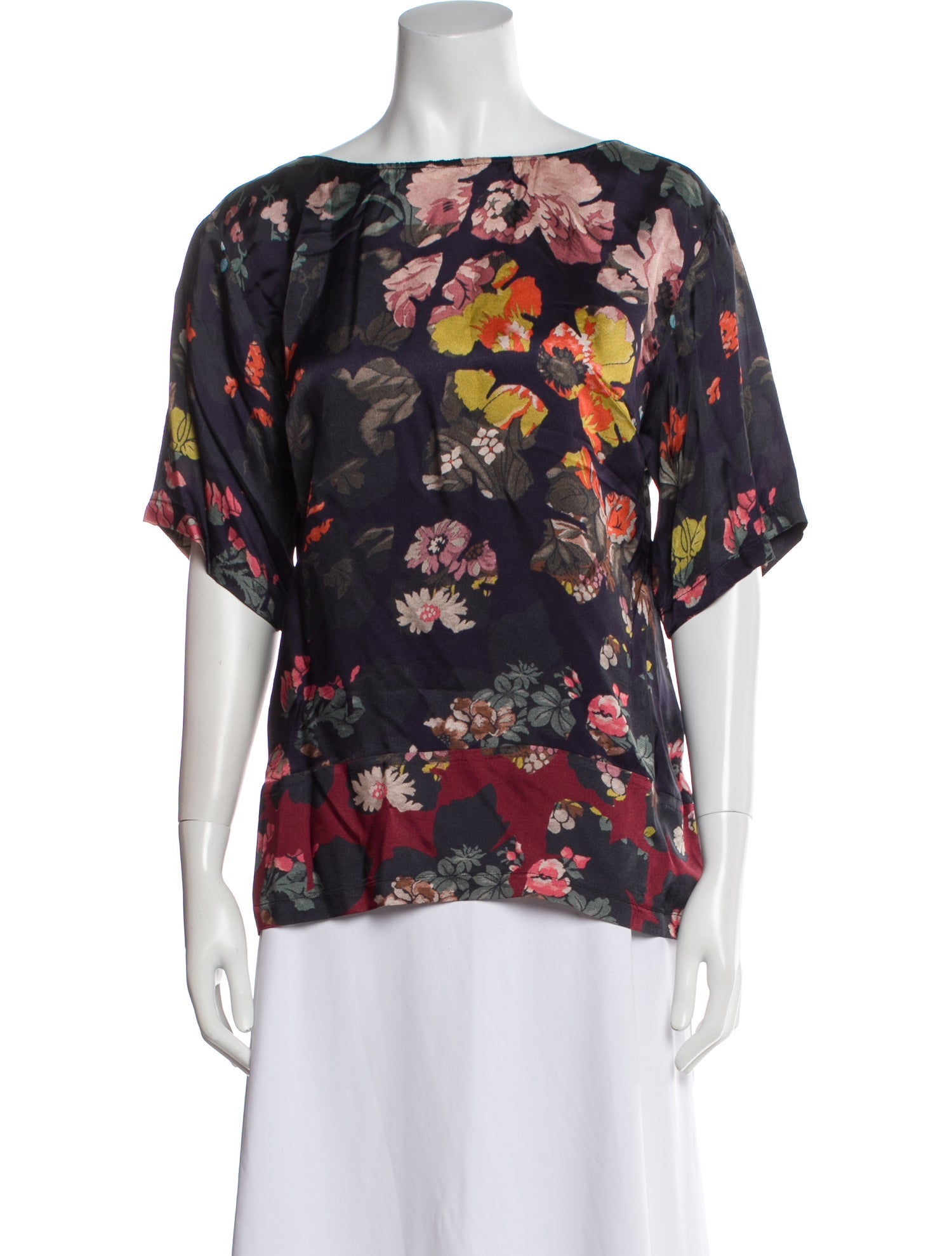 Dries Van Noten Floral Print Bateau Neckline Blouse