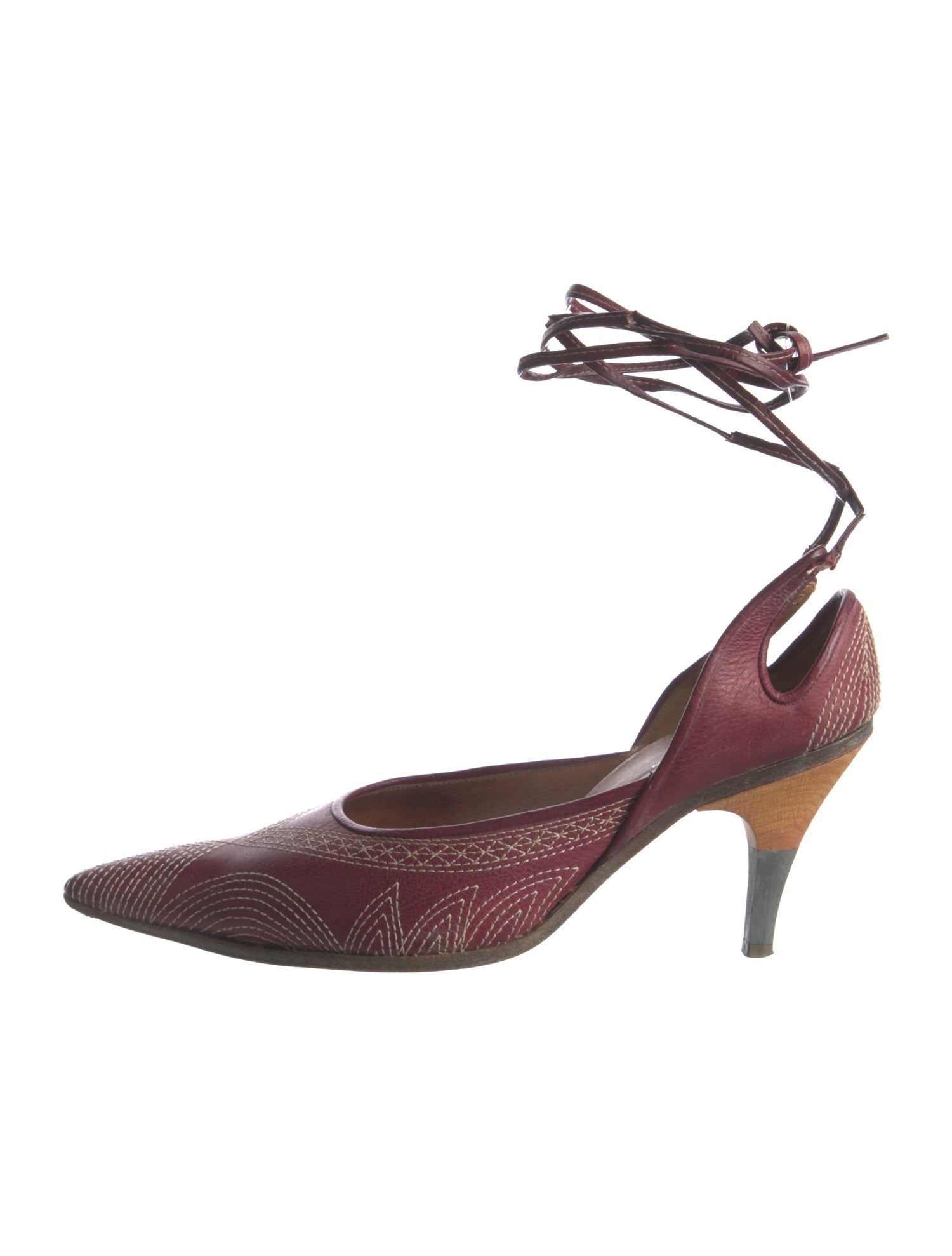 Dries Van Noten Leather Printed D'Orsay Pumps
