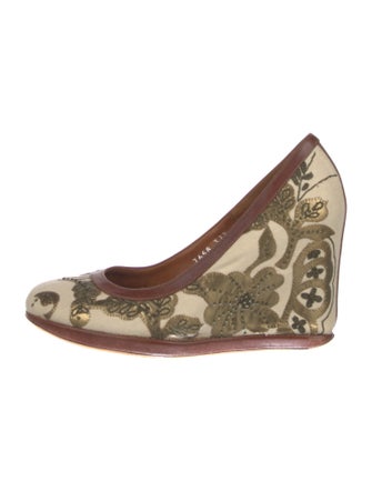 Dries Van Noten Canvas Floral Print Pumps